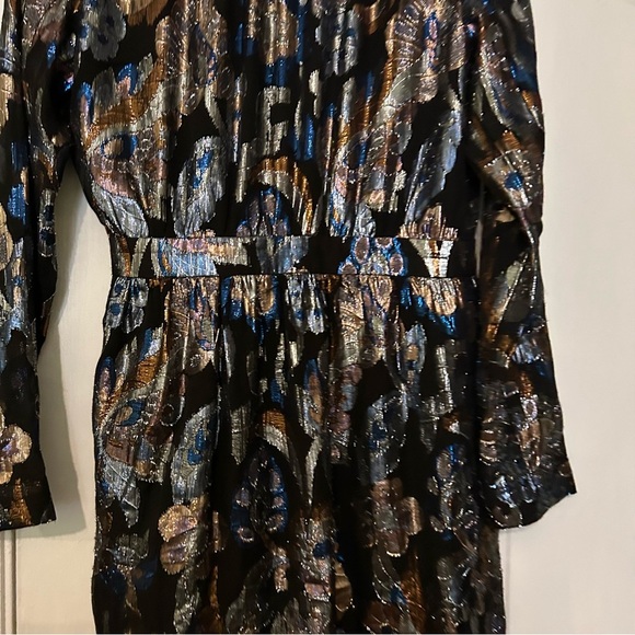 Ramy Brook Womens Jacquard Mini Dress Metallic Floral - Medium Shaina Dresz - Picture 9 of 15